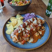 Curry wurst   at The Chakra Lounge in Bakewell