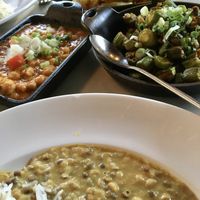 Chana, Vegetable Jalfrezi, and Bhindi Pyaaz  at Ananda in Fulton