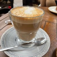 Coffee with soy milk at Pastelaria Bonjour in Cascais