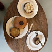Caramel-chocolate tarte, brioche with chocolate, tarte with vanilla pudding, chocolate and nut cake  at Intense Coffee in Luxembourg City