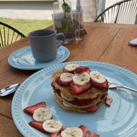 Hot Cakes (Carrot) for Breakfast  at MAWE Cocina Vegana in Mazatlan