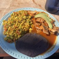 Tofu combo with chilaquiles   at MAWE Cocina Vegana in Mazatlan