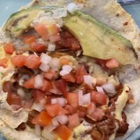 Mainly onion salad and cheese   at MAWE Cocina Vegana in Mazatlan