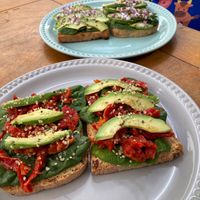 Avocado toast at MAWE Cocina Vegana in Mazatlan