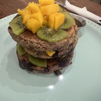 Blueberry pancakes made fresh from scratch  at MAWE Cocina Vegana in Mazatlan