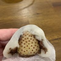Vegan White strawberry daifuku  at Yama Cafe in Vancouver