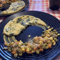 Chickpea “omelette “ with mixed vegetables   at Te lo do io il Vegano / La Stella Vegan in Lierna