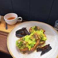 Avo toast with added mushrooms at For Change in Middle Park