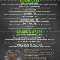 Menu for lunch M-F 10am-2pm at Poeyfarre Market in New Orleans