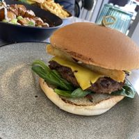 Brekky burger with vegan pattie and vegan cheese   at 3rd Avenue in Mildura