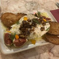 Burrata with figs and caramelised nuts  at Boca Bistro in Lisbon