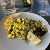 Grilled portobello mushrooms with avocado chimichurry  at Notos in Paros