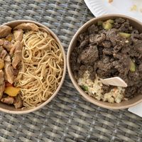 Thai Curry with vegan chicken and fried rice with vegan beef   at SOKDI - Plats Asiatiques Végétariens in Narbonne