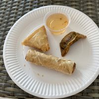 Samosa, ravioli and spring roll  at SOKDI - Plats Asiatiques Végétariens in Narbonne