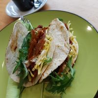BBQ chick'n tacos at Ladle & Leaf Cafe in Burnie
