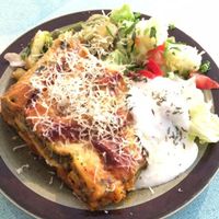 Vegetarian lasagne at Hugos Kaffe in Uppsala