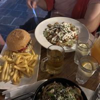 vegan cesar salad and beyond burger  at Gems in Mellieha