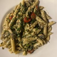 Vegan pasta with mushrooms and truffle  at Gems in Mellieha