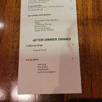 Dessert Menu at Vedge in Philadelphia