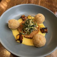 Hominy Fritters & Charred Delicata Squash  at Vedge in Philadelphia
