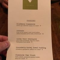 Menu at Vedge in Philadelphia