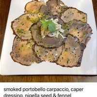  smoked portobello carpaccio, caper dressing, nigella seed & fennel
remoulade  at Vedge in Philadelphia