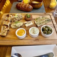 Fondue, pretzel roll, and charcuterie board amazing selections  at Vedge in Philadelphia