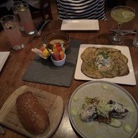 Sampling of some of the appetizers, including the rutabaga fondue, mushroom carpaccio, etc.  at Vedge in Philadelphia