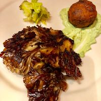 SEARED MAITAKE MUSHROOMS  smoked remoulade, grilled celery,  at Vedge in Philadelphia