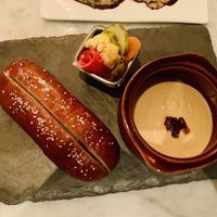 Pretzel with fondue  at Vedge in Philadelphia