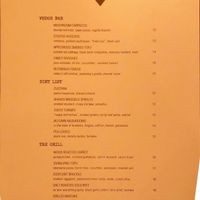 Menu  at Vedge in Philadelphia