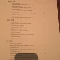 Menu  at Vedge in Philadelphia