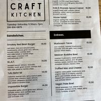 current menu 😄  at Plant Craft Kitchen in St Louis