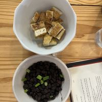 Sides of black beans and tofu  at Plant Craft Kitchen in St Louis