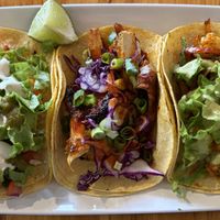 butternut squash, korean mushroom + tofu, and roasted cauliflower tacos!  at Plant Craft Kitchen in St Louis