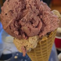 2 Scoop, Vegan, Waffle Cone, Vegan Mint Choc Chunk gf, Vegan Wild Berry at Purity Ice Cream in Ithaca