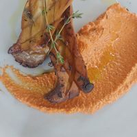 Local special, trumpet mushroom with a red pepper cashew sauce. This place knows how to do sauces at Fitz on 4th in Philadelphia