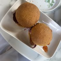 Mushroom sliders with sweet potato buns   at Fitz on 4th in Philadelphia