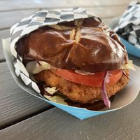 Chicken sandwich with hunny mustard   at Tabay's Mindful Kitchen in Kahului