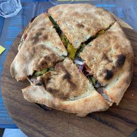 Stuffed focaccia   at Mistral Cafe in Cavo