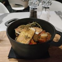 The hot pot with tofu and vegetables. at Takamaka in Piran