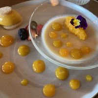 Vegan Panna cotta with peach flavor   at The Selkie  in Tullaghan