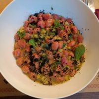 Gnocchi alla barbabietola fon pesto di zucchine e menta at Mini Bar Garden Bistrot in Molfetta