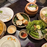 Banana curry, banh mi, steamed rice, pho  at Shamballa Vegetarian Bistro HoiAn in Hoi An