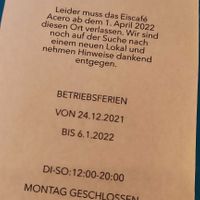 Öffnungszeiten at Acero - Eiscafé und Bistro in Basel