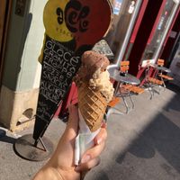 Vegan dark chocolate and almond ice cream. Vegan cone!  at Acero - Eiscafé und Bistro in Basel