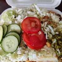 Vegetable balls with fries and without majo at Purolan Grilli in Kajaani