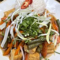 Tofu, vegetables and rice  at Comai - East in Frankfurt