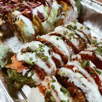 Veggie lover roll (front) & veggie monster roll pictured (back)  at AMORE in Chicago