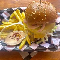 Hot cheeseburger   at Fanjara - ფანჯარა in Batumi